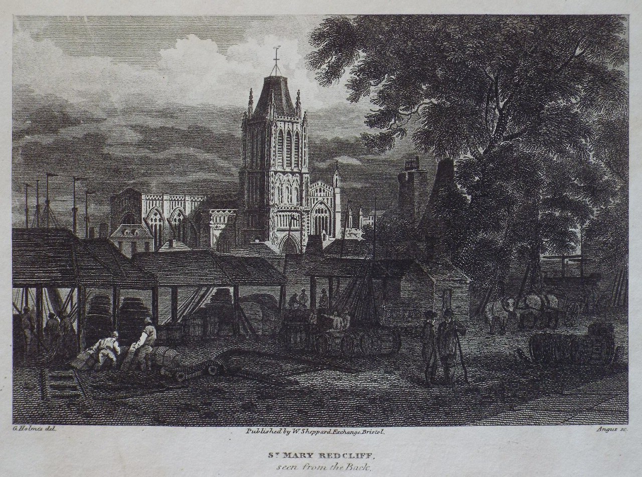 Print - St, Mary Redcliffe, seen from the Back. - 